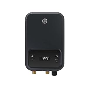 GE APPLIANCES 24 kW 240v Whole Home Tankless Water Heater | Electric Water Heater with Digital Temperature Control| 24000 Watts | 5.3 Gallons per Minute, Diamond Gray (GE24DNHPDG)