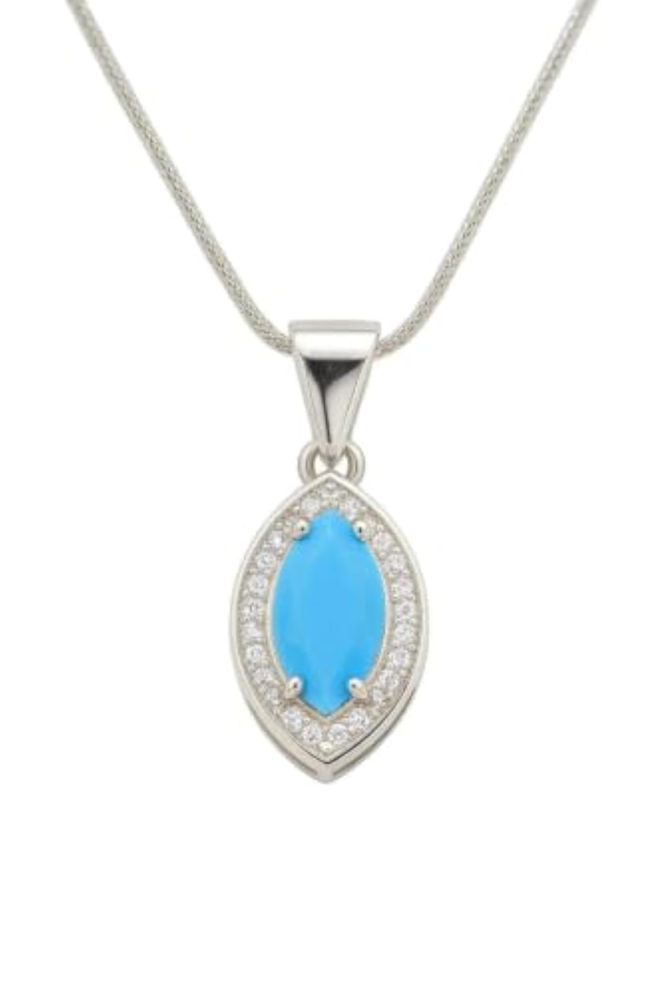 925 Silver Blue Marquise Pendant, Authenticity Certificate