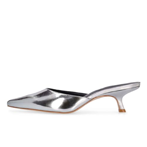 Women's Fashion Pointed Toe Kitten Heel Mule Shoes Comfort Slip On Closed Toe Mid Heel Summer Pumps Party Work Dressy Mule Heels for Women