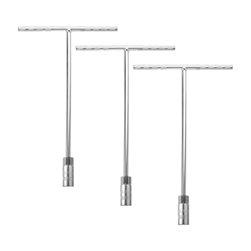 Image of sourcing map 3pcs T-Handle Wrench Socket, 6-Point Steel Metric Socket Wrench (14mm) with Long Reach for Motorcycle Bicycle Car Repair, Silver