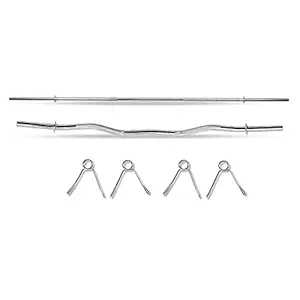 Steelbird Weight Lifting Bar for Gym/Home Workout with locks (STRAIGHT ROD + CURL ROD)