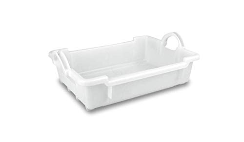 HELGUEFER - Cubeta plastico Apilable 20L | Caja Plastico Almacenaje Resistente y Ergonómica, Polietileno, 650x450x230mm | Uso Alimentario y Industrial | Fácil Limpieza y Ahorro de Espacio