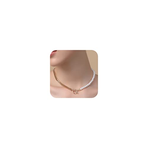 Weddinen Pearl Necklace For Women Dainty White Womens Pearl Choker Necklace Gold Cuban Chain Delicate Jewelry Gifts For Women #TOP4