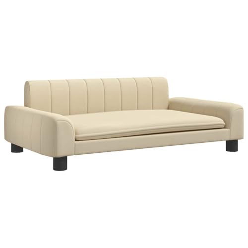 vidaXL Hundebett, Hundekissen mit weicher Polsterung, Hundesofa Hundecouch für kleine Hunde Haustiere, Haustierbett Katzenbett, Creme Stoff