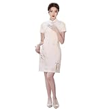 Qian Jin Princess Summer South Korea Hemp Composite Improved Single Layer Cheongsam Small Short Short Skirt(3X-Large)