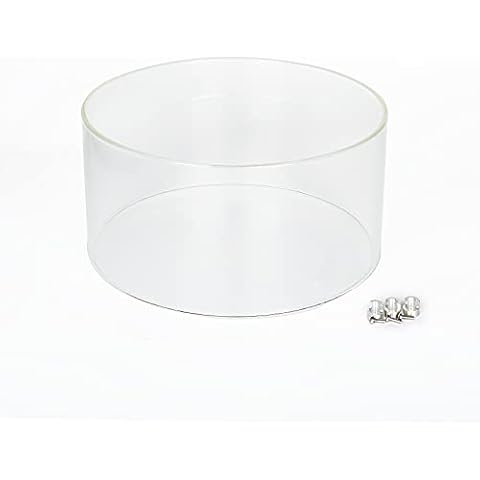 BAIDE HOME Borosilicate Glass Wind Shield for Patio Fire Pit Column Series, Round 11.81 Inches x 4.5 Inches Tall, with Three Aluminum Holders Cover