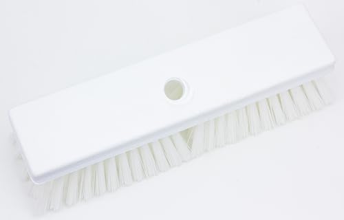 Image of SPARTA Plastic Floor Scrub Brush, Brush Head Only, Deck Brush with ACME Standard Thread Fitting for Deck, Industrial Kitchens, and Hospitals, 10 Inches, White