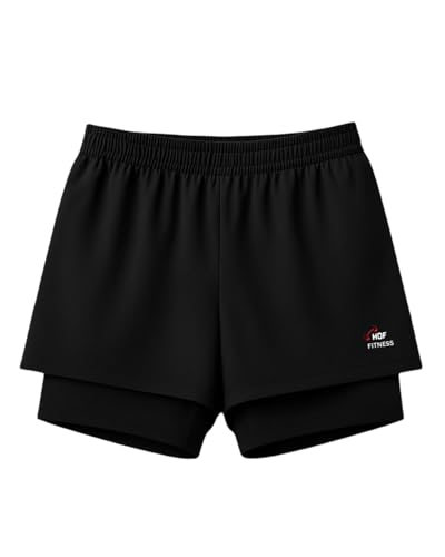 Image of Women's 2-in-1 Running Shorts | Quick-Dry Double Layer Gym Workout Shorts | Inner Compression Liner + Pockets | Lightweight Breathable Athletic Sports Shorts for Training Yoga