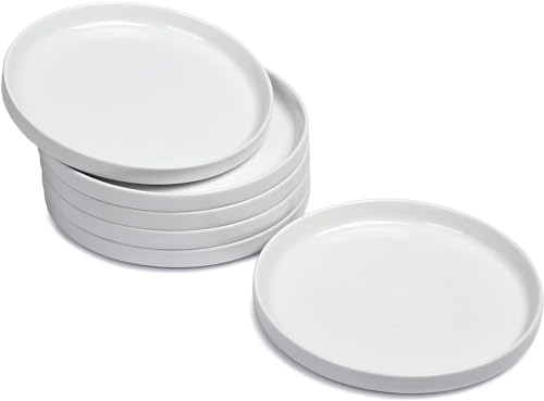 WishDeco Side Plates Set of 6, White Dessert Plates 18cm/7 inch, Small Dinner Plates, Ceramic Serving Dishes for Cake, Salad, Tapas, Starter, Microwave & Dishwasher Safe