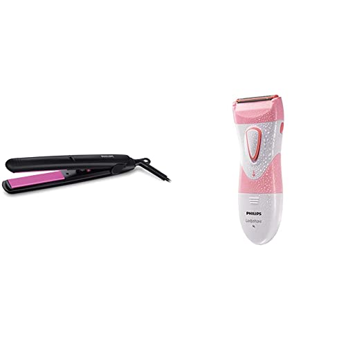Image of Philips HP8302 Essential Selfie Straightener (Black) & HP6306 Lady Shave