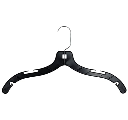 NAHANCO 17” T-Shirt Weight Plastic Shirt Hanger, Black (Pack of 100)
