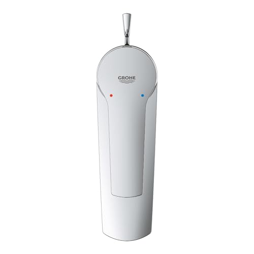 GROHE Start, Waschtischarmatur, wassersparend (Wasserhahn für das Bad, Badarmatur mit Zugstangen-Ablauf, 17cm hoch, mit 3in1 Werkzeug, einfache Installation am Waschbecken), chrom, 24209002