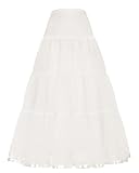 Womens Long Cancan Skirts Petticoat A-line Princess Skirts (L,Ivory)
