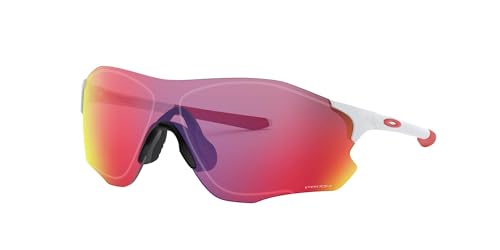 Oakley Mens OO9313 EVZero Path Low Bridge Fit Rectangular Sunglasses, Polished White/Prizm Road, 38 mm