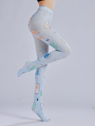Image of Sahabowi Women's Sheer Tights, Digital Print Designs Stockings