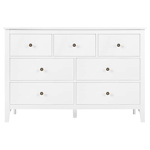 Ltmeuty White Dresser For Bedroom - Modern Bedroom Dresser With 7 Drawers, Wooden Horizontal Dresser, Chest Of Dresser #TOP6