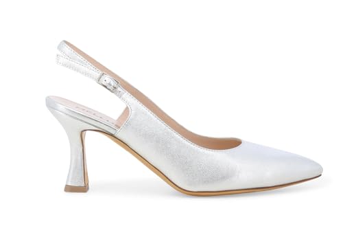 Escarpins à bride arrière en cuir argenté dcollet pour briller