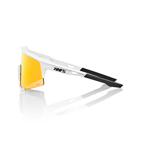 Image of 100% SPEEDCRAFT Sport Performance Cycling Sunglasses (Soft Tact Off White - HiPER Red Multilayer Mirror Lens)