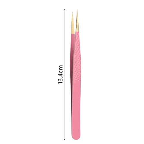 Pinzas de pestañas de acero inoxidable rosa para colocar extensiones sin caídas 4