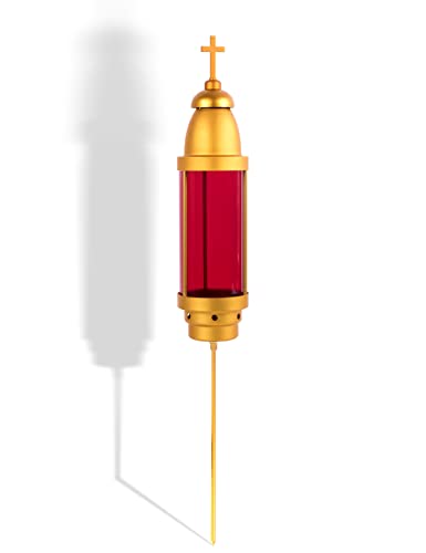 Gold Red Cross Cemetery Light Candle Holder for Grave Memorial Decoration Lantern