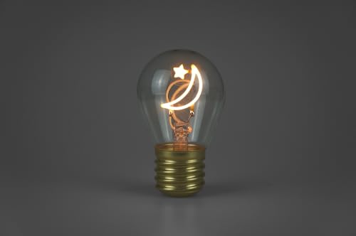 BHMAOYN Bombilla Inalámbrica LED Edison para Dormitorio | Lámpara a Pilas USB con Bombilla Luna y Estrella