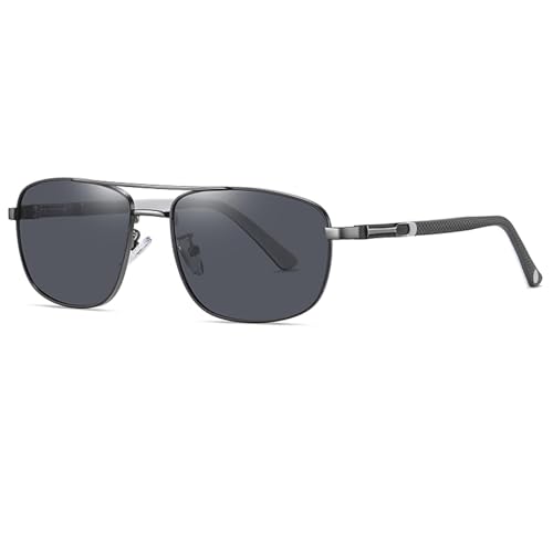 VFDHN Gafas de sol polarizadas para hombre y mujer, con protección UV400, montura metálica para conducir, playa, bicicleta (negro, gris)