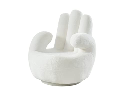 Vente-unique - Sillón pivotante con Forma de Mano Catchy de Piel sintética - Blanco