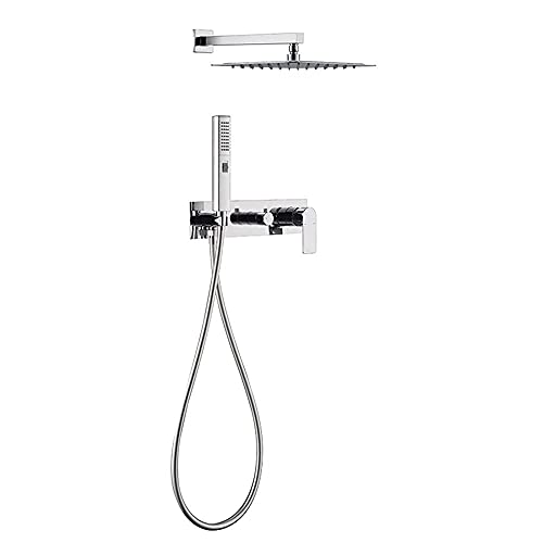 CPYGMXI Dual-Function Mixer Shower Kit 10-Inch Shower Head with Handheld Including Valve Body Mixer Shower System-Black