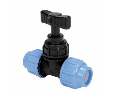 HydroSure Stop Tap Compression Fitting 32 mm - Heavy-Duty Garden Irrigation Stop Tap with 32 mm Compression Connections for Reliable Water Flow Control and Shut-Off