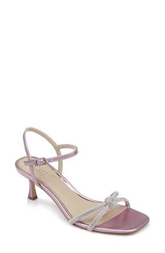 Image of Jewel Badgley Mischka Maci Metallic Sandal with Rhinestone Knot Detail
