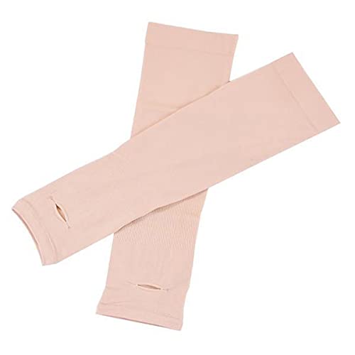 UJEAVETTE® 2x1 Pair Women Men UV Protection Anti Slip Arm Compression Sleeves Skin Color-image-15