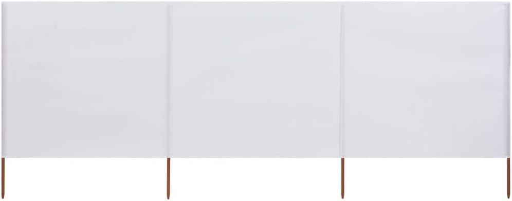 Paravientos de 5 paneles para camping, caravana y playa, refugio solar y pantalla de jardín, marco de madera, 400 x 120 cm, rompevientos blanco, perfecto para festivales y eventos al aire libre