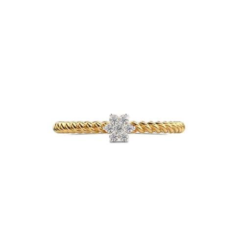 Bague moissanite en argent 925 plaqué or avec motif fleur torsadée pour femme