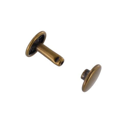 Rv11127 Double Cap Rivet, Cap 11Mm, Post 12.7Mm, Antique Brass, Solid Brass-Ll (100 Sets Per Bag) #TOP1