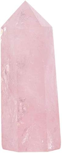 Angelstones Piedra preciosa de cuarzo rosa natural Cristal curativo hexagonal puntiagudo Reiki Chakra Prisma facetado varita Figura de piedra
