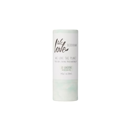 WE LOVE THE PLANET - Natürlicher Deo-Stick So Sensitive, 40g – Aluminiumfrei – Ohne Natron - Langanhaltender Schutz – Plastikfrei – Ohne Tierversuche – Unisex – 1 Deo reicht ca. 2-3 Monate!
