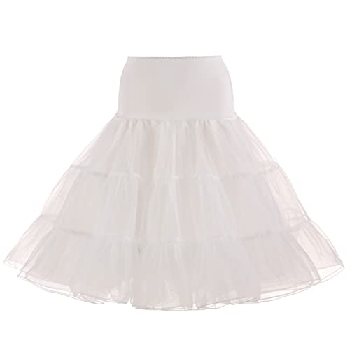 SSDH Rock 50er Jahre Rockabilly Petticoat Petticoat Damen S-2XL, weiß, 48