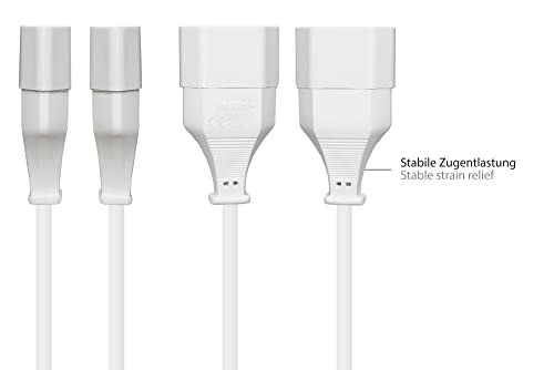 Euro-Flachstecker-Verlängerung. Adapterkabel. Eurostecker auf Eurobuchse. 20cm. weiß.