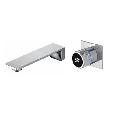 Grifo de lavado cromado para pared con pantalla digital LED 1
