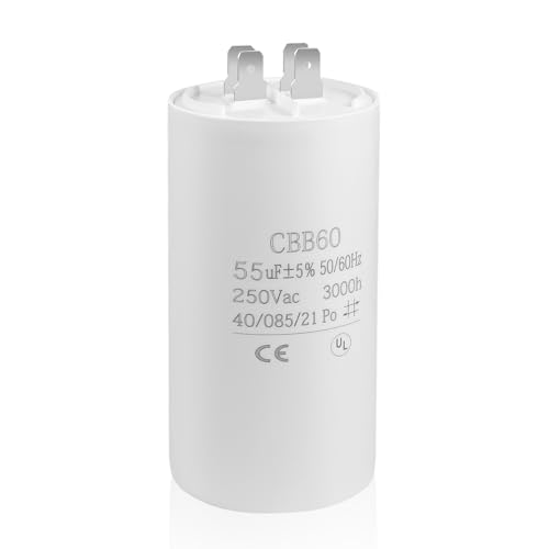 30B532 55 MFD - Condensador de apertura de puerta de garaje para LiftMaster 30B363 Chamberlain Craftsman 1/2 HP, condensador de funcionamiento CBB60 de 250 V