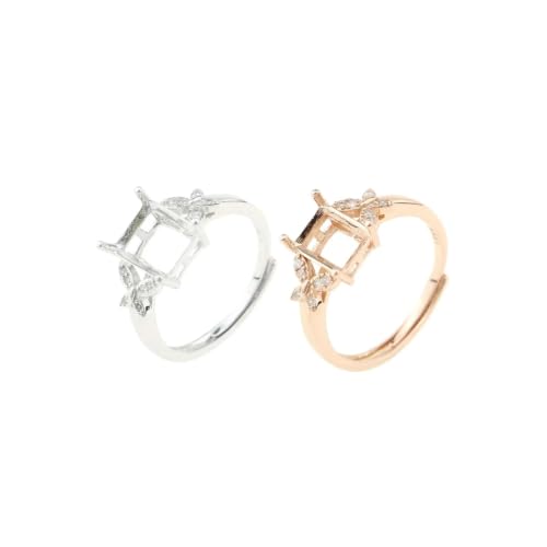 Anillo de punta ajustable de plata 925 con pavé de mariposa para diseños DIY 6