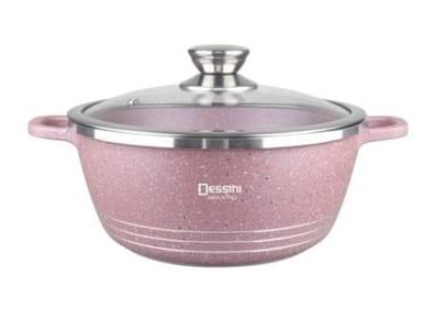Granite Casserole Pot with Glass Lid - Purple 24cm
