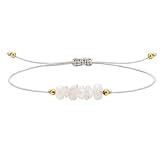 cotigo Pulsera de Cuarzo Blanco Mujer Ajustable – Hilo Encerado Hecho a Mano, Pulsera Energética de Piedra Natural, Regalo con Significado para Ella (Curazo Blanco 3)