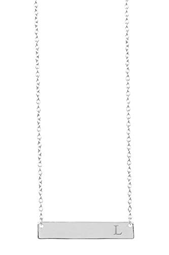 Sterling Forever - Sturdy 925 Sterling Silver Personalized Initial Bar Necklace, 16-18 Inches, Strong Lobster Clasp (L)