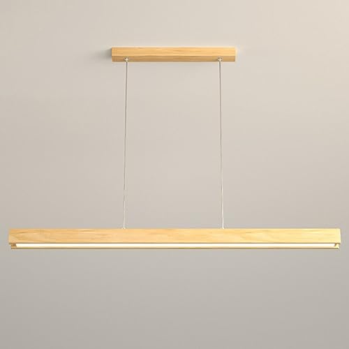 Lampe à suspension linéaire en bois LED rectangulaire avec diffuseur acrylique