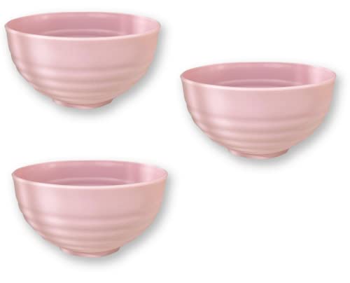 Tazas desayuno grandes 540ml, juego de cuencos desayuno, tazones grandes para cereales, cuenco cereales desayuno saludable, cuenco desayuno irrompible, cuencos aptos para lavavajillas (3x ROSA) Cover