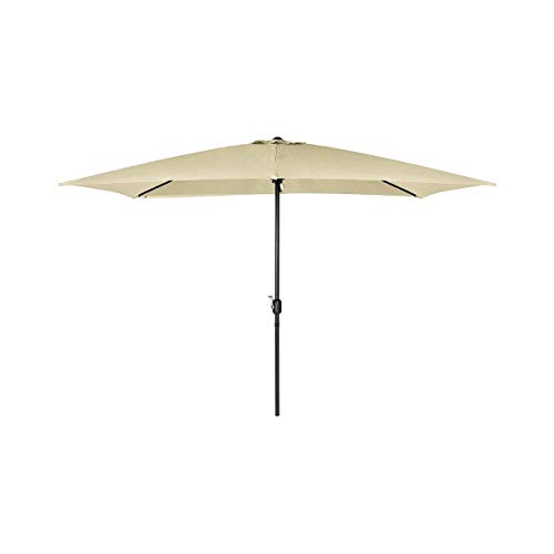Charles Bentley Outdoor, Garden, Patio 3mx2m Rectangular Parasol Shade Umbrella, 4.8kg, Water Resistant, Sunshade, Free Standing, Crank Winding System, 38mm Pole, Steel Frame, In Beige (300x200cm)