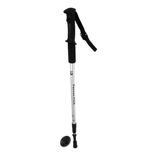 Hemoton Adjustable Folding Walking Stick Lightweight Aluminum Alloy Shock Absorbing Straight/Curved Handle Hiking Trekking Poles