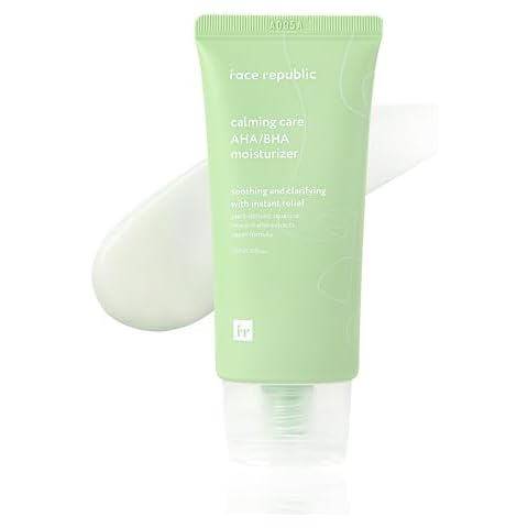 Face Republic Calming Care AHA/BHA Moisturizer 50ml 1.69 fl oz | Soothing Gel Cream | Lightweight | Clarifying & Moisturizing | Squalane, Cica, Aloe | For oily, irritated skin | Vegan Korean Skincare Cover