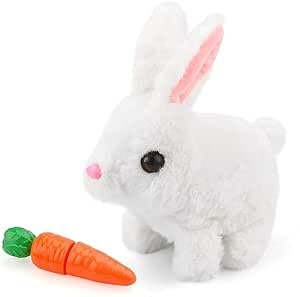 Lapin rebondissant jouet en peluche blanc pour rassurer et amuser votre enfant